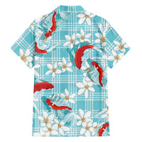 Turquoise Palaka Hawaii Aloha Family Matching Puletasi and Hawaiian Shirt Koi Pond Mix Plumeria - Polynesian Pride