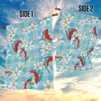 Turquoise Palaka Hawaii Aloha Garden Flag Koi Pond Mix Plumeria - Polynesian Pride
