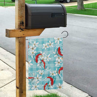 Turquoise Palaka Hawaii Aloha Garden Flag Koi Pond Mix Plumeria - Polynesian Pride