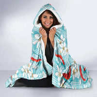 Turquoise Palaka Hawaii Aloha Hooded Blanket Koi Pond Mix Plumeria - Polynesian Pride