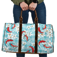 Turquoise Palaka Hawaii Aloha Travel Bag Koi Pond Mix Plumeria - Polynesian Pride