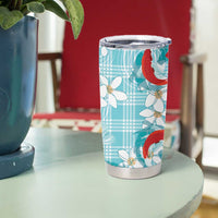 Turquoise Palaka Hawaii Aloha Tumbler Cup Koi Pond Mix Plumeria - Polynesian Pride