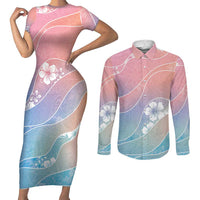Aloha Hawaii Floral Tapa Couples Matching Short Sleeve Bodycon Dress and Long Sleeve Button Shirt Patchwork Pastel Candy LT7 Pastel - Polynesian Pride