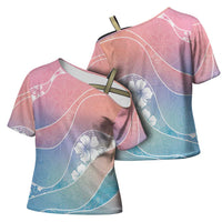 Aloha Hawaii Floral Tapa Cross Shoulder Shirt Patchwork Pastel Candy LT7 - Polynesian Pride