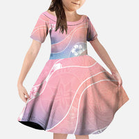 Aloha Hawaii Floral Tapa Family Matching Long Sleeve Bodycon Dress and Hawaiian Shirt Patchwork Pastel Candy LT7 Daughter's Dress Pastel - Polynesian Pride
