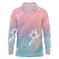 Aloha Hawaii Floral Tapa Long Sleeve Polo Shirt Patchwork Pastel Candy LT7 Pastel - Polynesian Pride