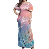 Aloha Hawaii Floral Tapa Off Shoulder Maxi Dress Patchwork Pastel Candy LT7 Women Pastel - Polynesian Pride