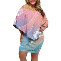 Aloha Hawaii Floral Tapa Off Shoulder Short Dress Patchwork Pastel Candy LT7 Women Pastel - Polynesian Pride