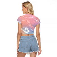 Aloha Hawaii Floral Tapa Raglan Cropped T Shirt Patchwork Pastel Candy LT7 - Polynesian Pride