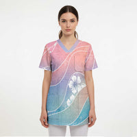 Aloha Hawaii Floral Tapa Scrub Top Patchwork Pastel Candy LT7 - Polynesian Pride