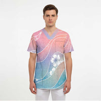 Aloha Hawaii Floral Tapa Scrub Top Patchwork Pastel Candy LT7 - Polynesian Pride