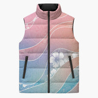 Aloha Hawaii Floral Tapa Sleeveless Puffer Jacket Patchwork Pastel Candy LT7 Unisex Pastel - Polynesian Pride