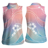 Aloha Hawaii Floral Tapa Women Sleeveless Polo Shirt Patchwork Pastel Candy LT7 - Polynesian Pride
