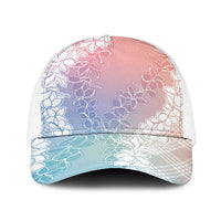 Hawaii Aloha Plumeria Lei Pastel Candy Palaka Baseball Net Cap LT7 One Size White Pastel - Polynesian Pride