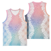 Hawaii Aloha Plumeria Lei Pastel Candy Palaka Basketball Jersey LT7 - Polynesian Pride