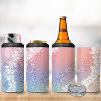 Hawaii Aloha Plumeria Lei Pastel Candy Palaka 4 in 1 Can Cooler Tumbler - Polynesian Pride