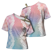 Hawaii Aloha Plumeria Lei Pastel Candy Palaka Cross Shoulder Shirt LT7 - Polynesian Pride