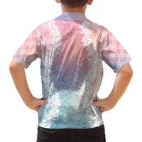 Hawaii Aloha Plumeria Lei Pastel Candy Palaka Family Matching Long Sleeve Bodycon Dress and Hawaiian Shirt - Polynesian Pride