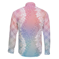 Hawaii Aloha Plumeria Lei Pastel Candy Palaka Family Matching Long Sleeve Bodycon Dress and Hawaiian Shirt - Polynesian Pride