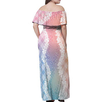 Hawaii Aloha Plumeria Lei Pastel Candy Palaka Family Matching Off Shoulder Maxi Dress and Hawaiian Shirt - Polynesian Pride