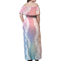 Hawaii Aloha Plumeria Lei Pastel Candy Palaka Family Matching Off Shoulder Maxi Dress and Hawaiian Shirt - Polynesian Pride