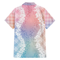 Hawaii Aloha Plumeria Lei Pastel Candy Palaka Family Matching Short Sleeve Bodycon Dress and Hawaiian Shirt - Polynesian Pride