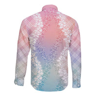 Hawaii Aloha Plumeria Lei Pastel Candy Palaka Long Sleeve Button Shirt LT7 - Polynesian Pride