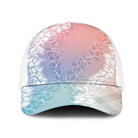 Hawaii Aloha Plumeria Lei Pastel Candy Palaka Mesh Trucker Cap LT7 One Size White Pastel - Polynesian Pride
