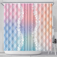 Hawaii Aloha Plumeria Lei Pastel Candy Palaka Shower Curtain - Polynesian Pride