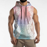 Hawaii Aloha Plumeria Lei Pastel Candy Palaka Sleeveless Hoodie LT7 - Polynesian Pride