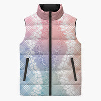 Hawaii Aloha Plumeria Lei Pastel Candy Palaka Sleeveless Puffer Jacket LT7 Unisex Pastel - Polynesian Pride