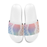 Hawaii Aloha Plumeria Lei Pastel Candy Palaka Slide Sandals - Polynesian Pride