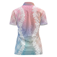 Hawaii Aloha Plumeria Lei Pastel Candy Palaka Women Polo Shirt - Polynesian Pride