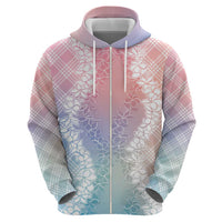 Hawaii Aloha Plumeria Lei Pastel Candy Palaka Zip Hoodie LT7 - Polynesian Pride
