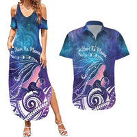 New Zealand Mother's Day Couples Matching Summer Maxi Dress and Hawaiian Shirt Maori Hari Ra Mama LT7 Galaxy - Polynesian Pride