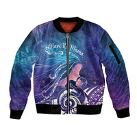 New Zealand Mother's Day Sleeve Zip Bomber Jacket Maori Hari Ra Mama LT7 Unisex Galaxy - Polynesian Pride