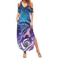 New Zealand Mother's Day Summer Maxi Dress Maori Hari Ra Mama LT7 Women Galaxy - Polynesian Pride