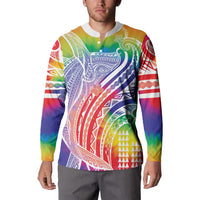 Aloha Pride Rainbow Tie Dye Button Sweatshirt Humpback Whale - Love is Love LT7 - Polynesian Pride