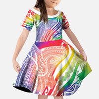 Aloha Pride Rainbow Tie Dye Kid Short Sleeve Dress Humpback Whale - Love is Love LT7 KID Colorful - Polynesian Pride