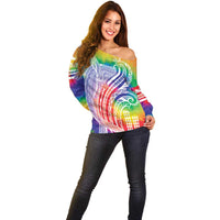 Aloha Pride Rainbow Tie Dye Off Shoulder Sweater Humpback Whale - Love is Love