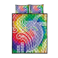 Aloha Pride Rainbow Tie Dye Quilt Bed Set Humpback Whale - Love is Love LT7 - Polynesian Pride