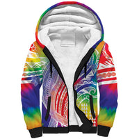 Aloha Pride Rainbow Tie Dye Sherpa Hoodie Humpback Whale - Love is Love LT7 Unisex Colorful - Polynesian Pride