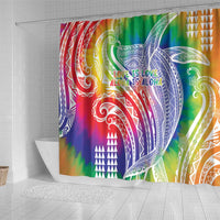 Aloha Pride Rainbow Tie Dye Shower Curtain Humpback Whale - Love is Love