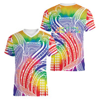 Aloha Pride Rainbow Tie Dye Women V-Neck T-Shirt Humpback Whale - Love is Love