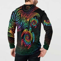 Hawaii Pride Button Sweatshirt Rainbow Swirls LT7 - Polynesian Pride