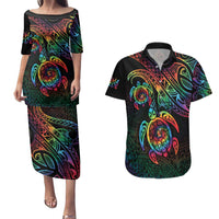 Hawaii Pride Couples Matching Puletasi and Hawaiian Shirt Rainbow Swirls LT7 Colorful - Polynesian Pride