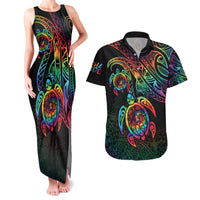 Hawaii Pride Couples Matching Tank Maxi Dress and Hawaiian Shirt Rainbow Swirls LT7 Colorful - Polynesian Pride