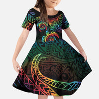 Hawaii Pride Family Matching Off Shoulder Maxi Dress and Hawaiian Shirt Rainbow Swirls