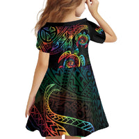 Hawaii Pride Family Matching Short Sleeve Bodycon Dress and Hawaiian Shirt Rainbow Swirls