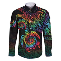 Hawaii Pride Family Matching Short Sleeve Bodycon Dress and Hawaiian Shirt Rainbow Swirls